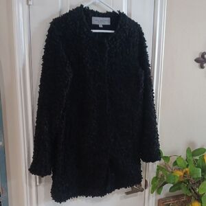 Marc New York Black Faux Fur Vegan Curly Teddy Jacket